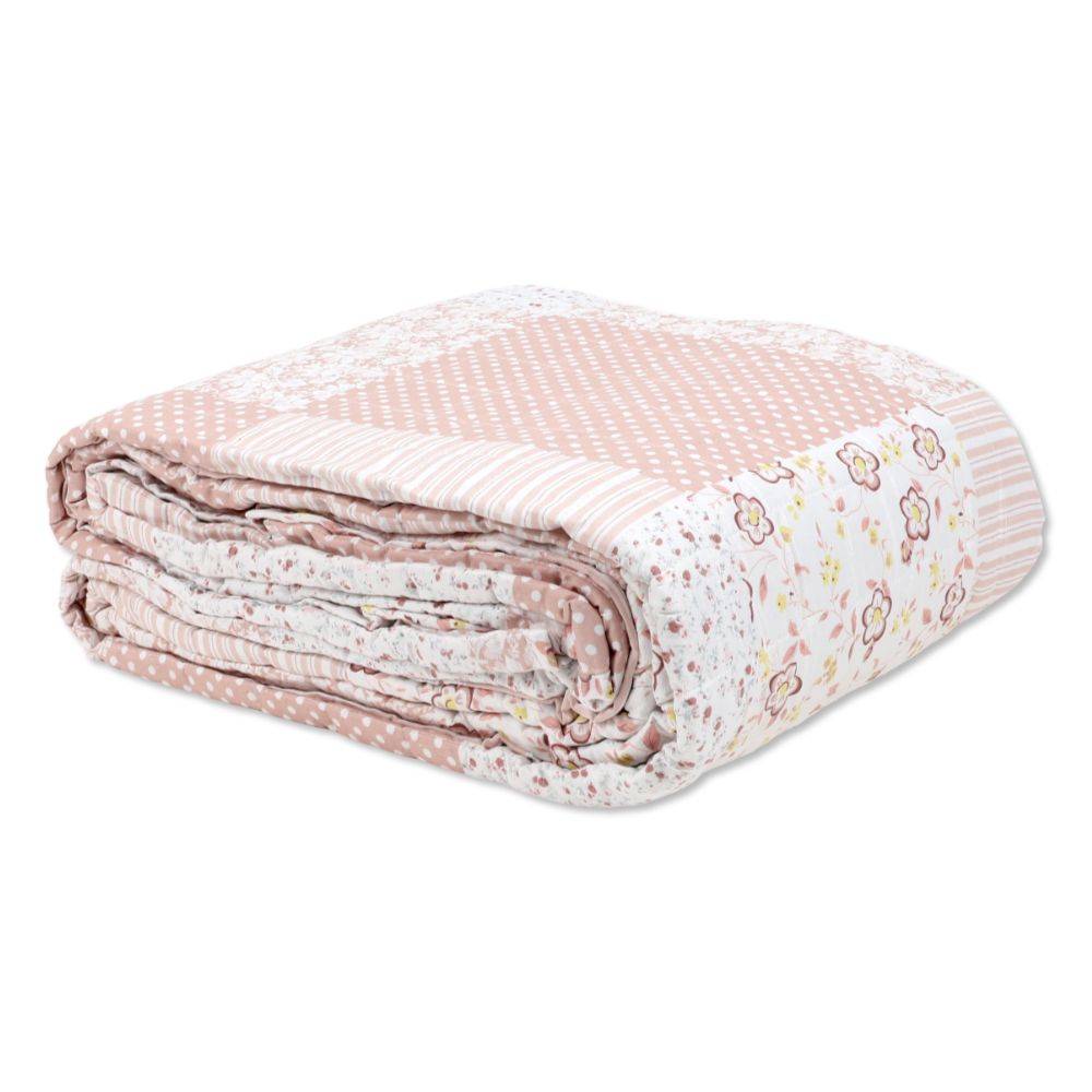 Trapuntino mezzastagione Classic Bouties Quadrati e Rose Dis 01 Matrimoniale