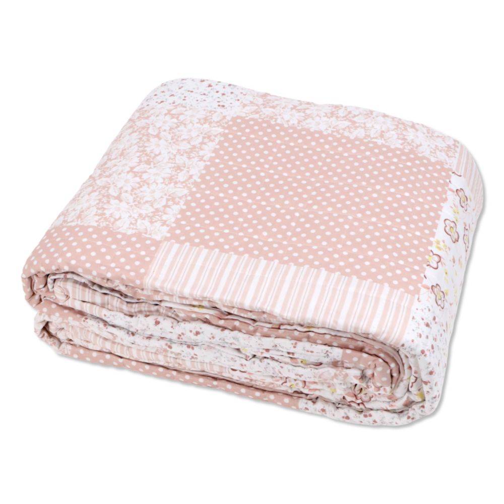 Trapuntino mezzastagione Classic Bouties Quadrati e Rose Dis 01 Matrimoniale