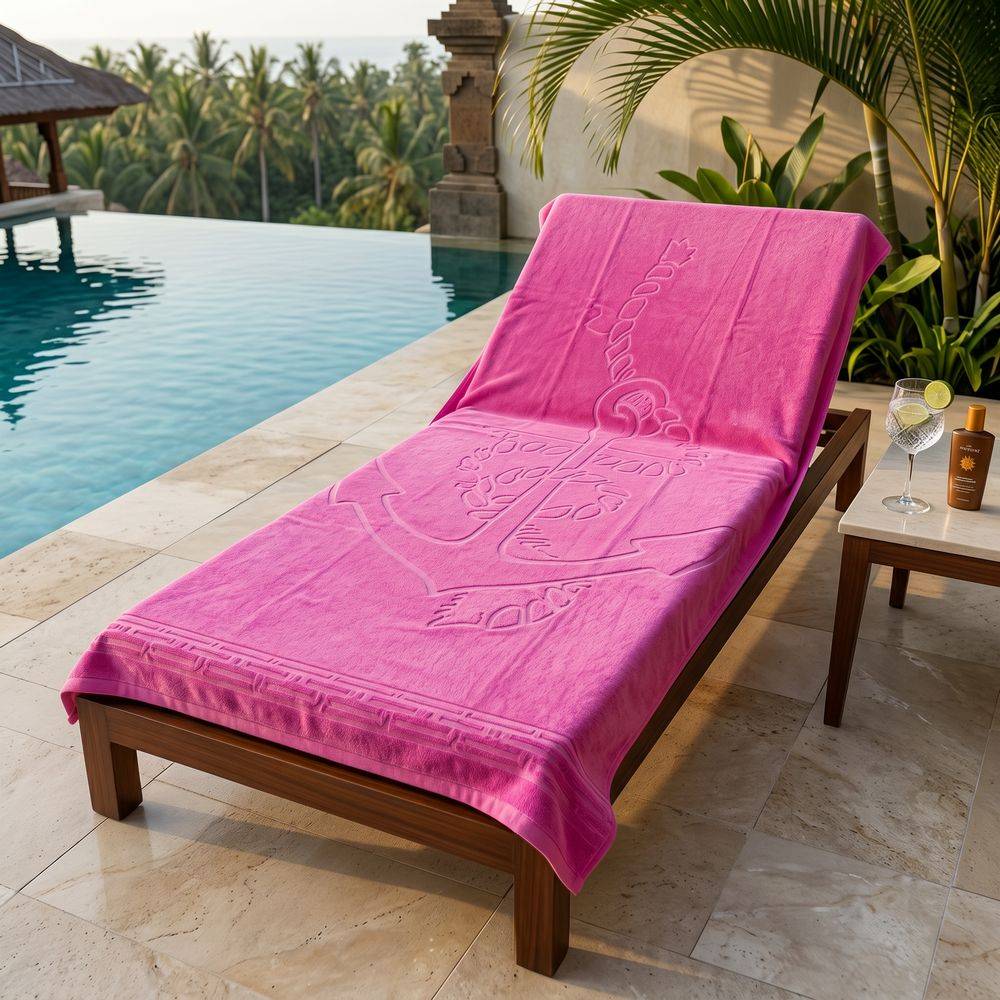 Telo mare Spugna Jacquard Urgada Ancora Fuxia 90x160