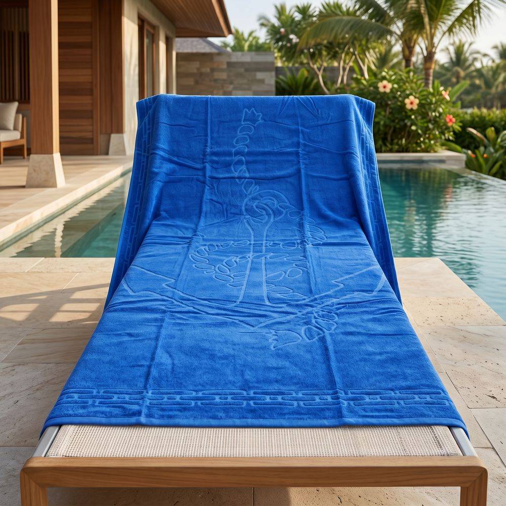 Telo mare Spugna Jacquard Urgada Ancora Blu 90x160