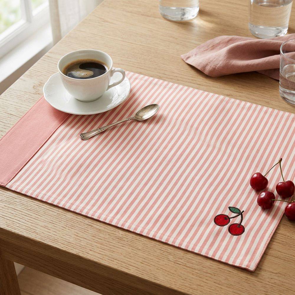 Tovaglietta Americana in Cotone Doubleface ricamo Ciliegia