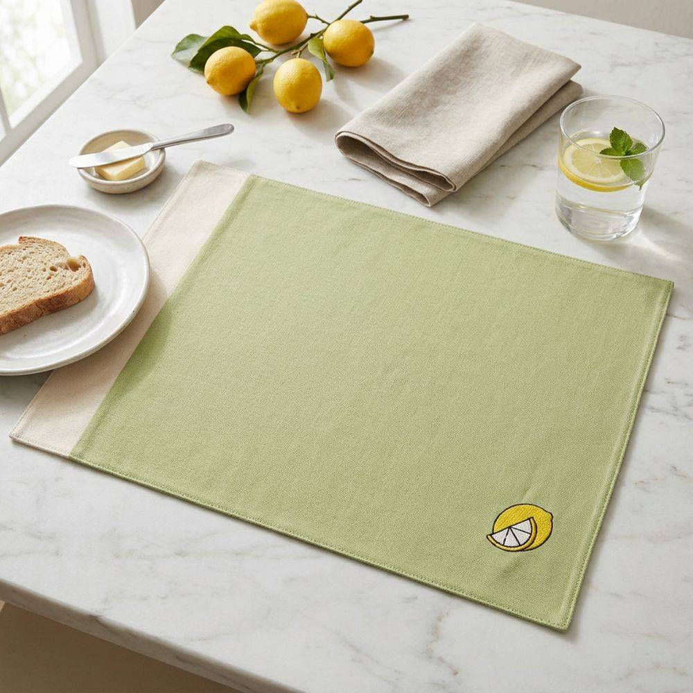 Tovaglietta Americana in Cotone Doubleface ricamo Limone