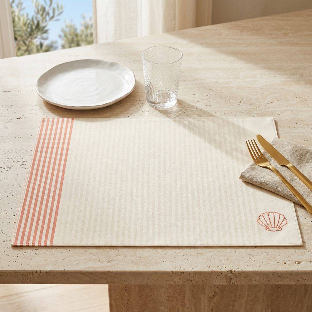 Tovaglietta Americana in Cotone Doubleface ricamo Conchiglia