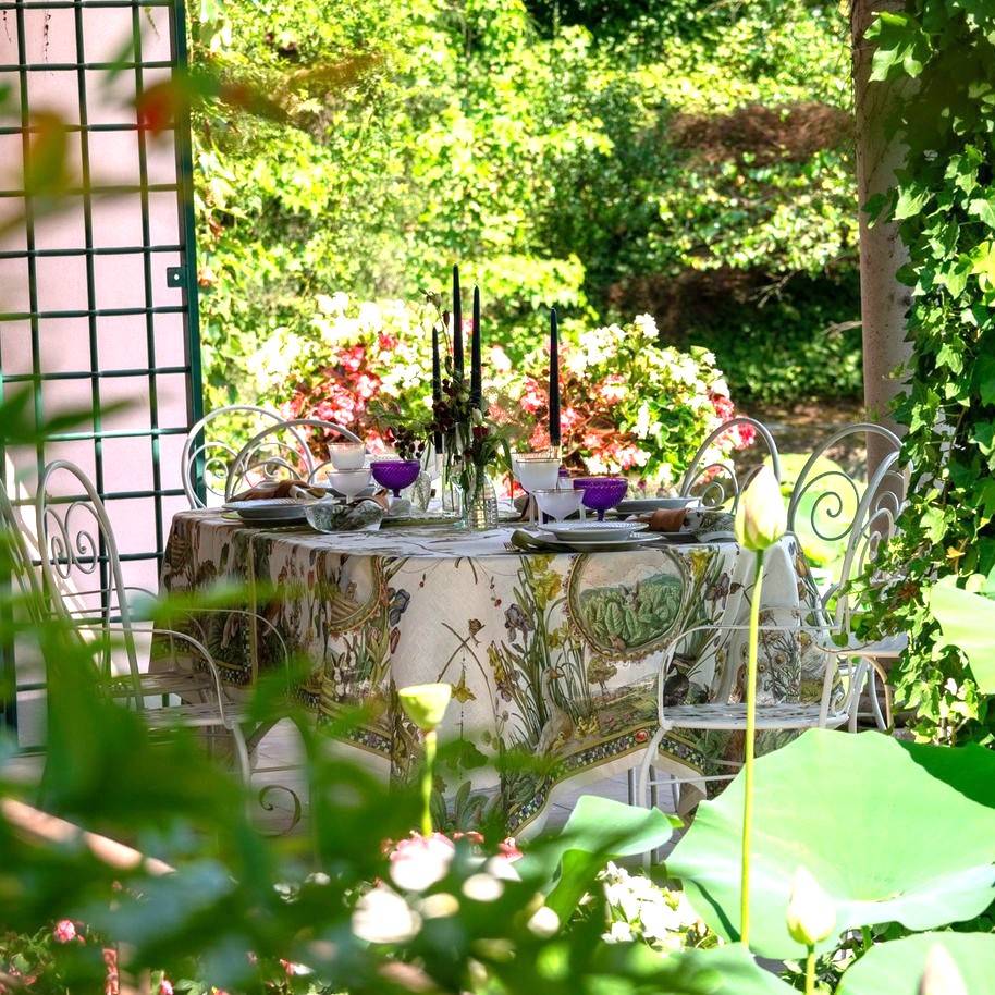 Tovaglia Tessitura Toscana Bunny Garden 100% Lino 160 x 230