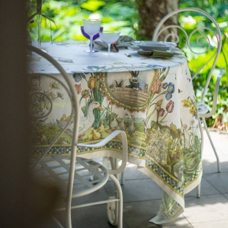 Tovaglia Tessitura Toscana Bunny Garden 100% Lino 160 x 230
