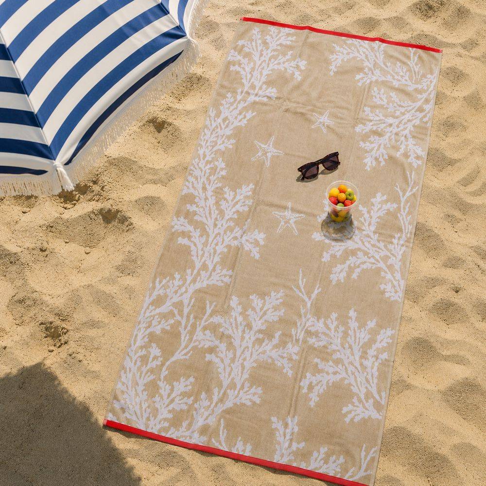 Telo Mare Spugna Jacquard Reef Star Beige 90 x 165