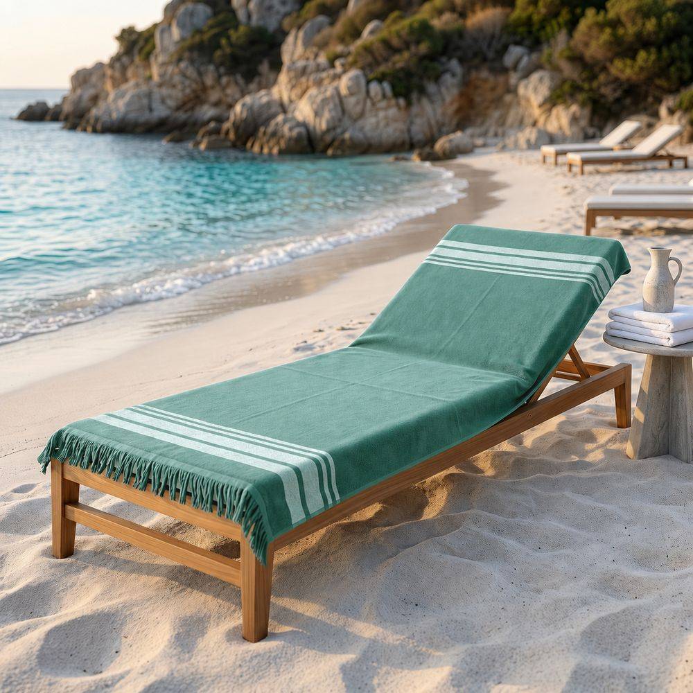 Fouta Telo Mare Paraggi Frange Verde 100x200 Personalizzato