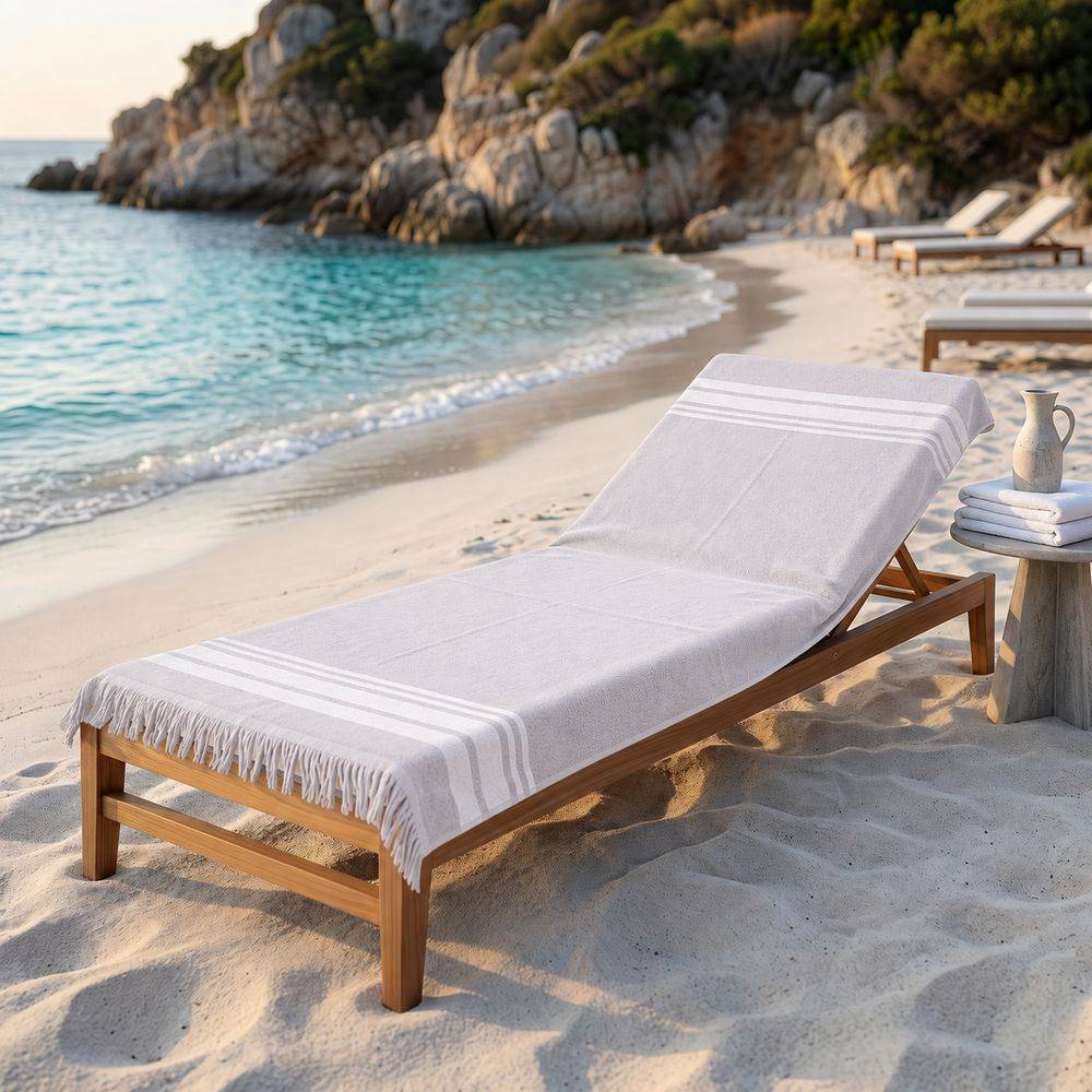 Fouta Telo Mare Paraggi Frange Grigio 100x200 Personalizzato