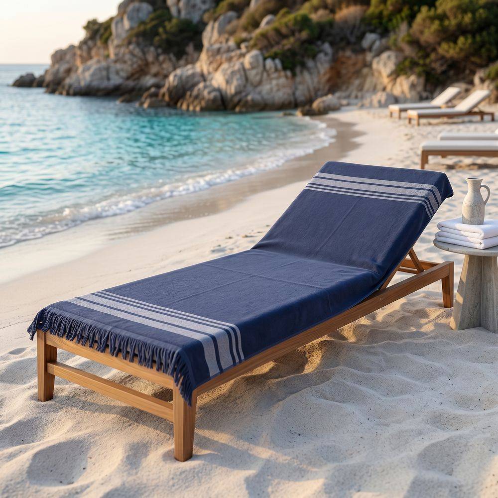 Fouta Telo Mare Paraggi Frange Blu 100x200 Personalizzato
