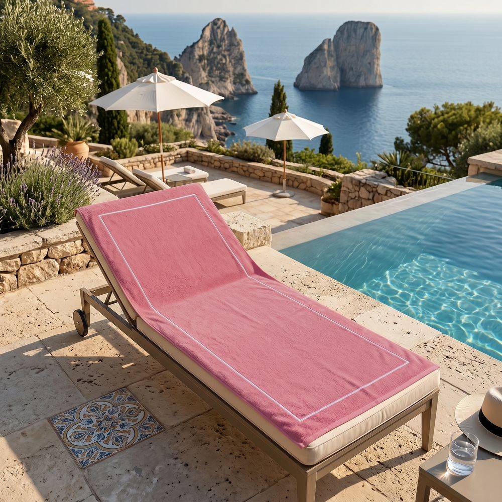 Telo mare Spugna Antibes Malva/Bianco 100x180 Personalizzato