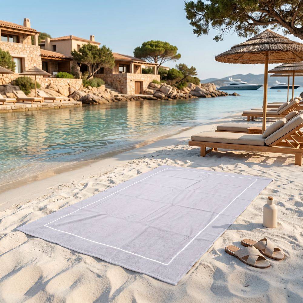 Telo mare Spugna Antibes Grigio/Bianco 100x180 Personalizzato