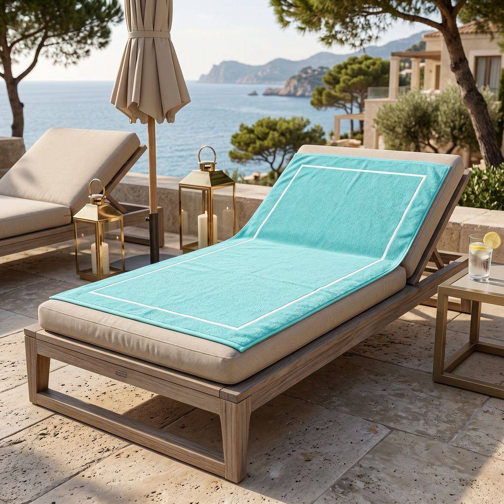 Telo mare Spugna Antibes Acquamarina/Bianco 100x180 Personalizzato