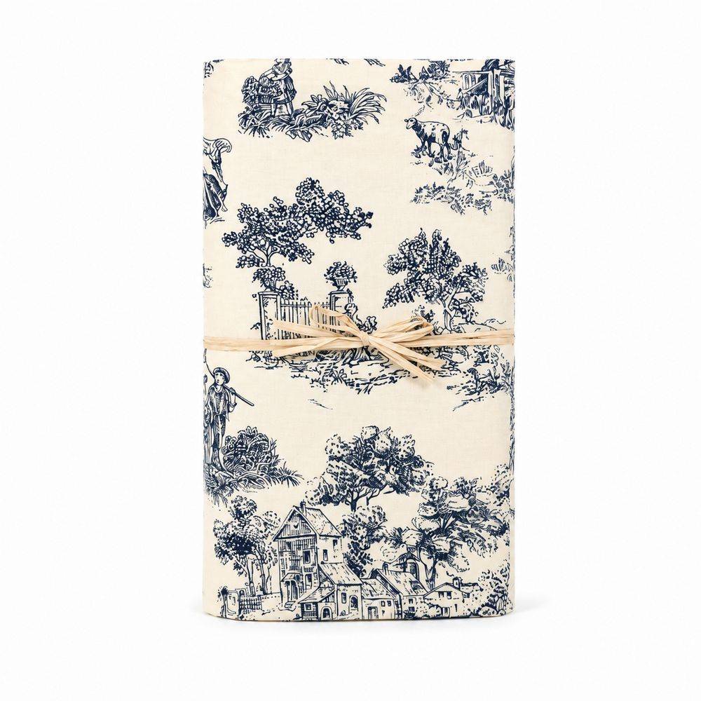 Telo copridivano copritutto Toile de Jouy Blu fondo Panna 260 x 280
