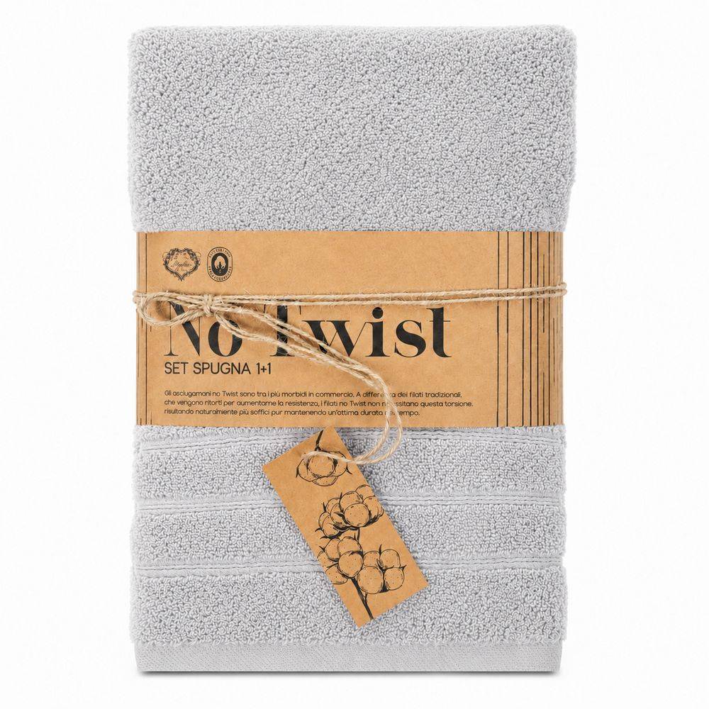 Coppia asciugamani No Twist da 600 gr Tinta unita Grigio