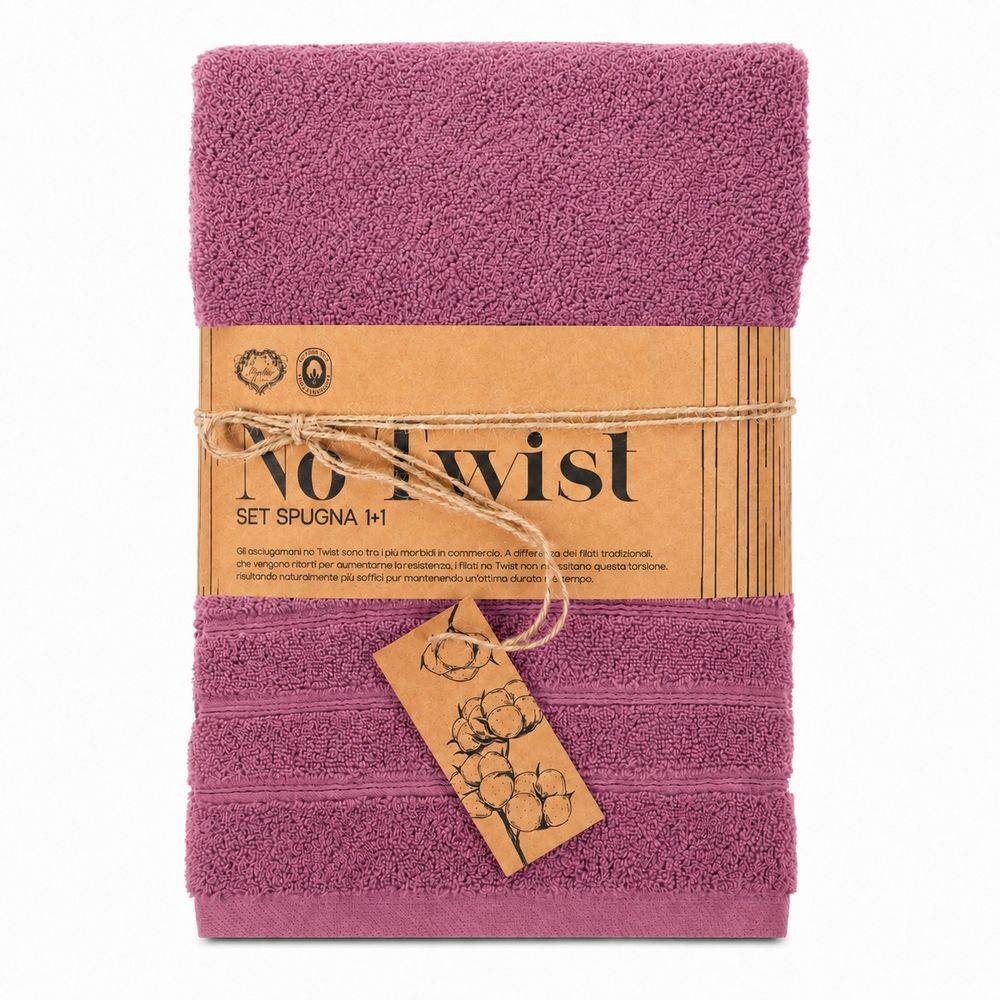 Coppia asciugamani No Twist da 600 gr Tinta unita Ciclamino 