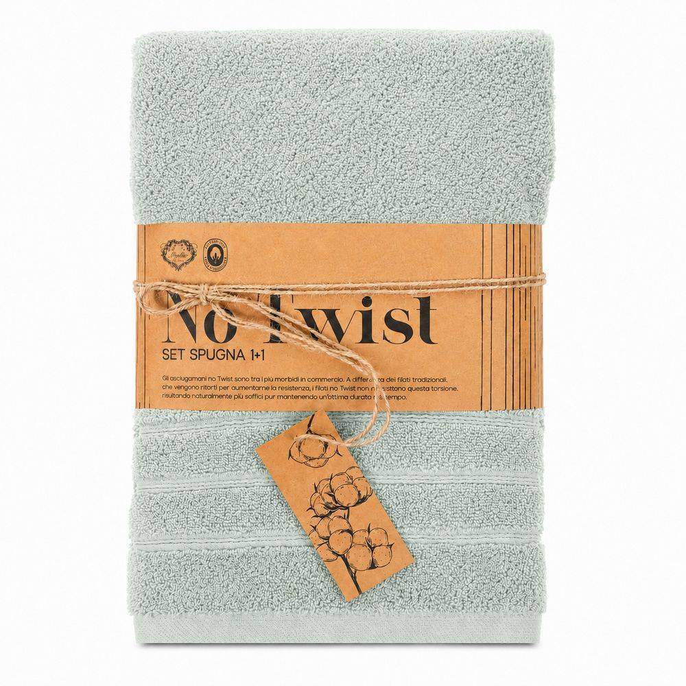 Coppia asciugamani No Twist da 600 gr Tinta unita Salvia