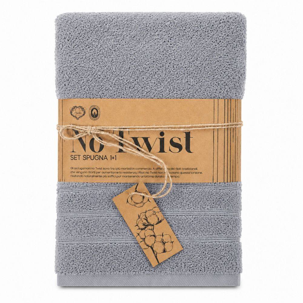 Coppia asciugamani No Twist da 600 gr Tinta unita Fumo