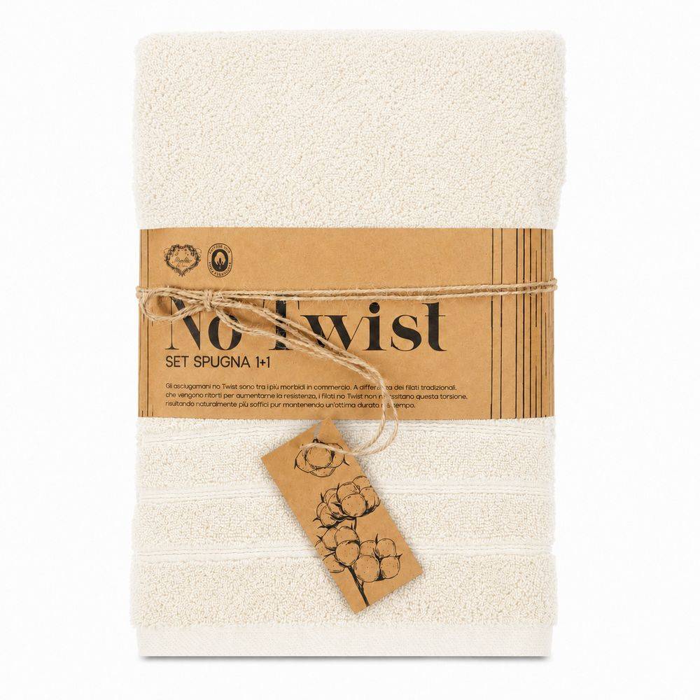 Coppia asciugamani No Twist da 600 gr Tinta unita Crema