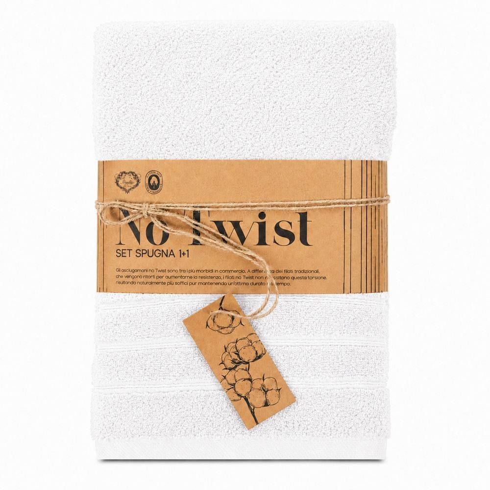 Coppia asciugamani No Twist da 600 gr Tinta unita Bianco