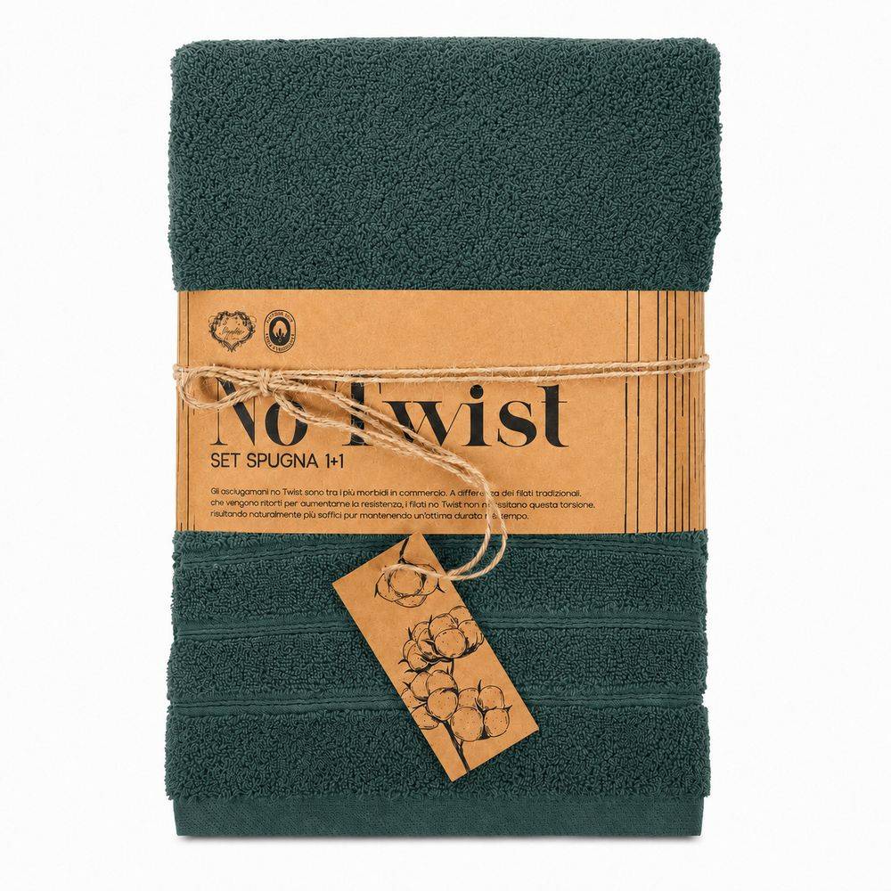 Coppia asciugamani No Twist da 600 gr Tinta unita Sottobosco