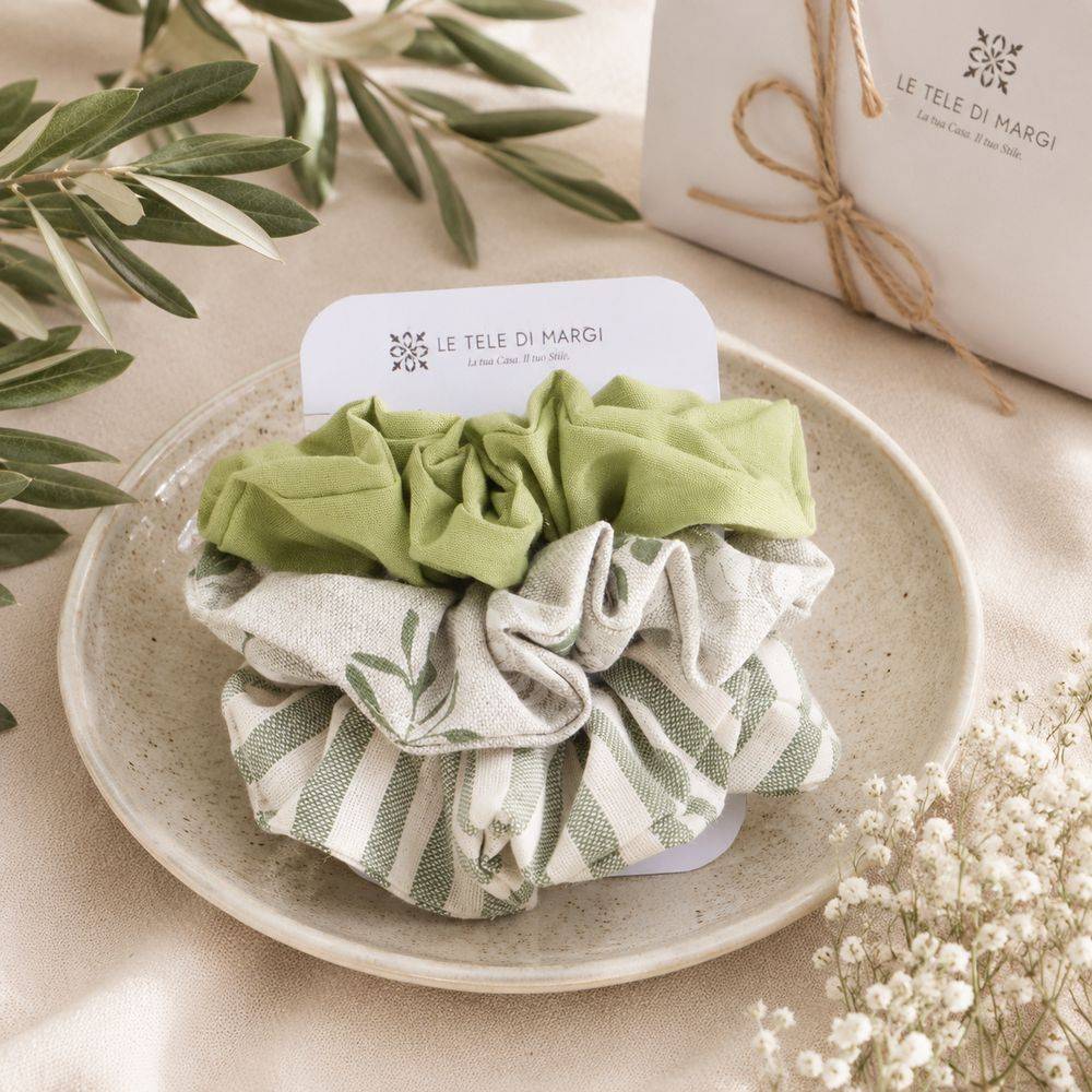 Set Elastici Scrunchies in Cotone Peppermint