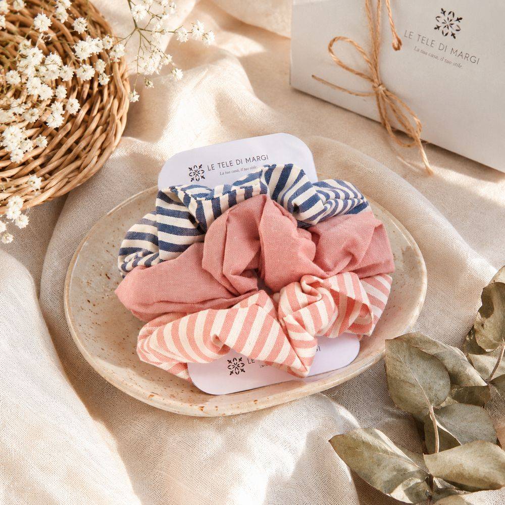 Set Elastici Scrunchies in Cotone Love Boat