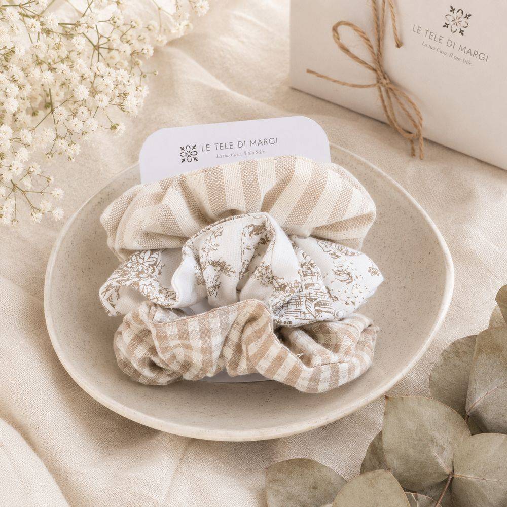 Set Elastici Scrunchies in Cotone Bon Ton