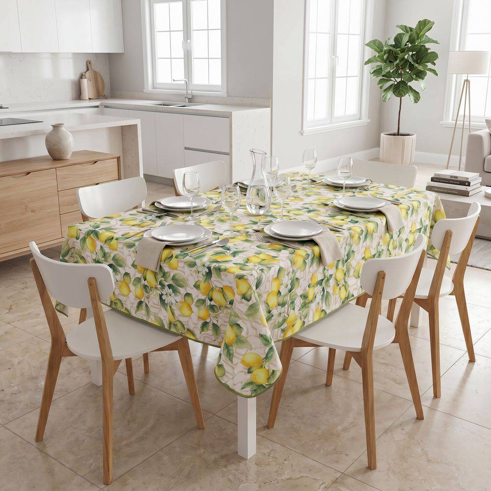 Tovaglia antimacchia Limoni e Fiori Bianchi 150 x 180
