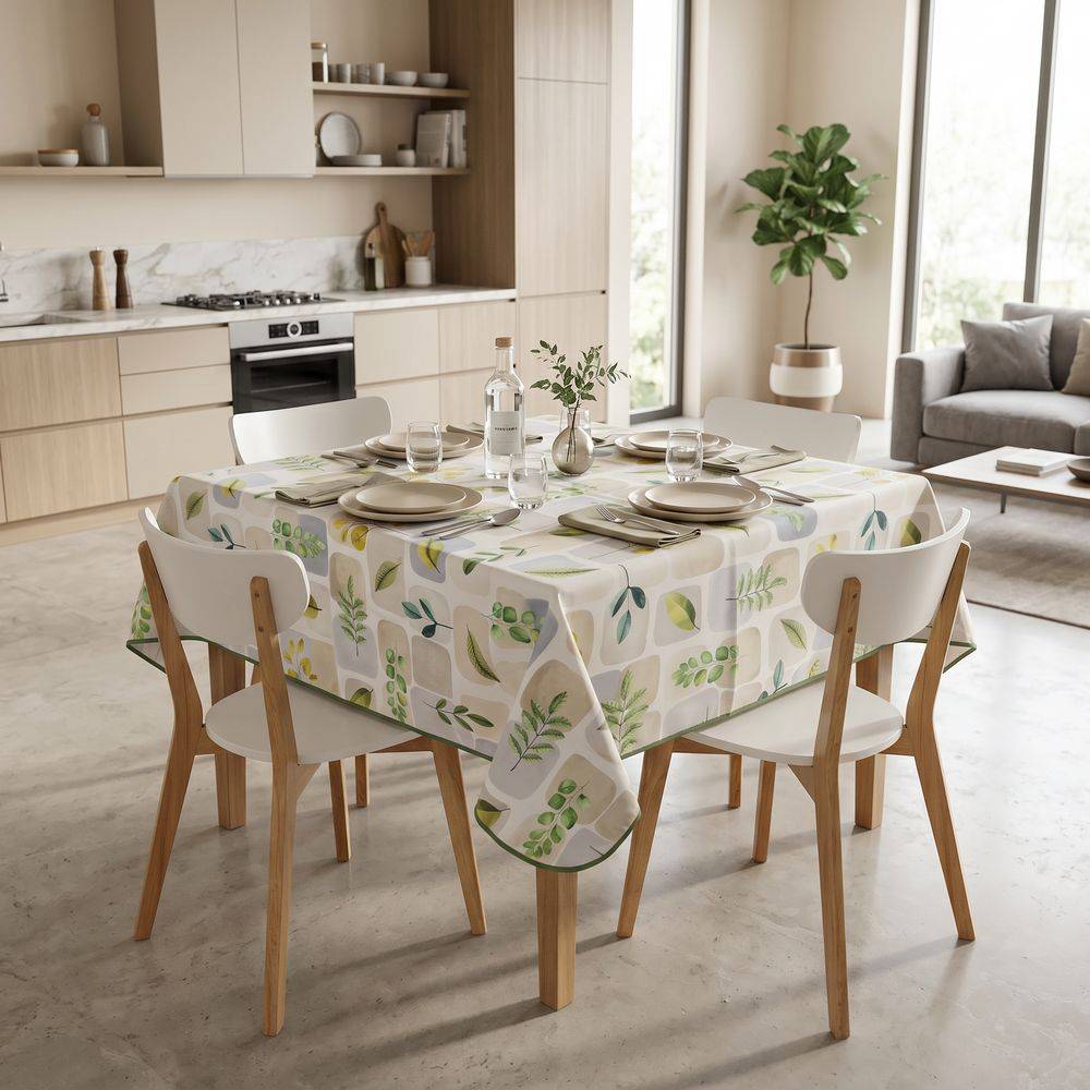 Tovaglia antimacchia Foglie Gialle e Verdi 150 x 150