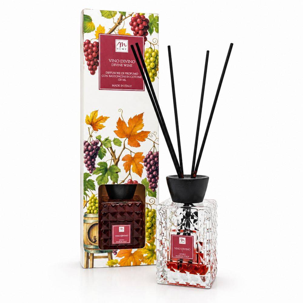 Diffusore di Fragranza Rosso Divino con bacchetti 120 ml
