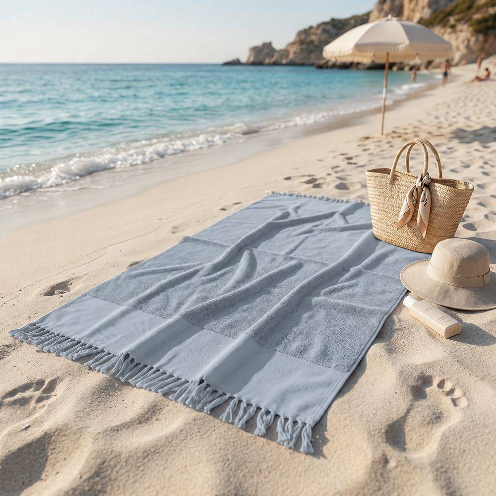 Fouta Telo Mare Spugna Palau Frange Denim 100x200