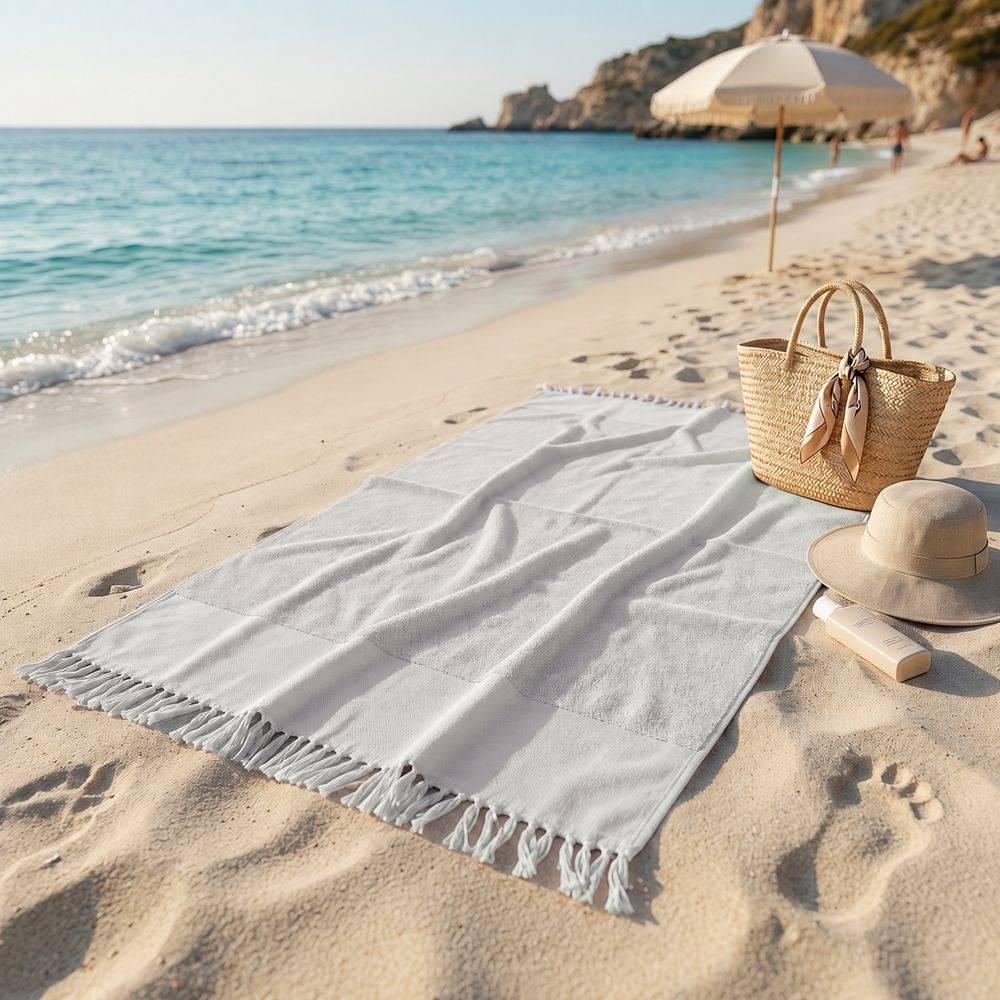 Fouta Telo Mare Spugna Palau Frange Perla 100x200