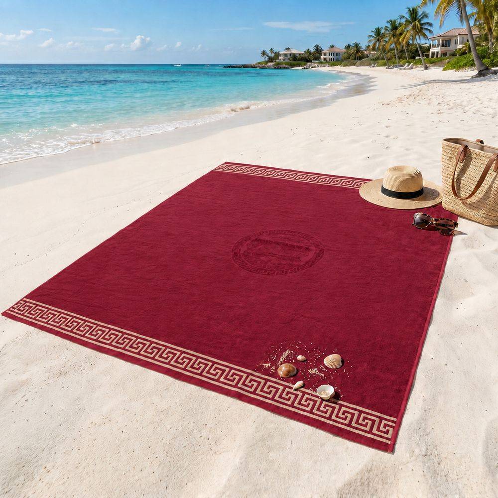 Telo Mare Spugna Velour Jumbo Cameo Bordeaux 140x165