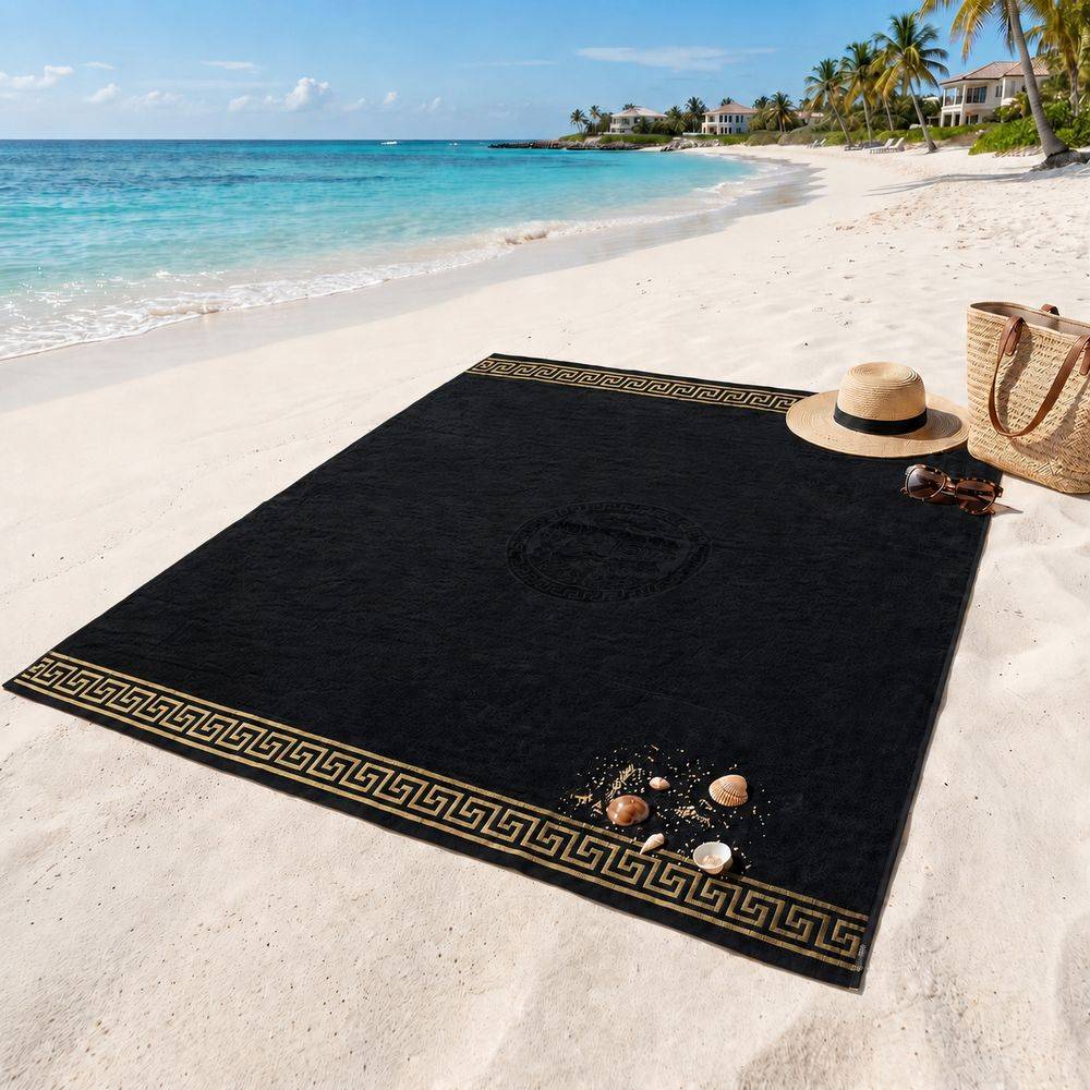 Telo Mare Spugna Velour Jumbo Cameo Nero 140x165