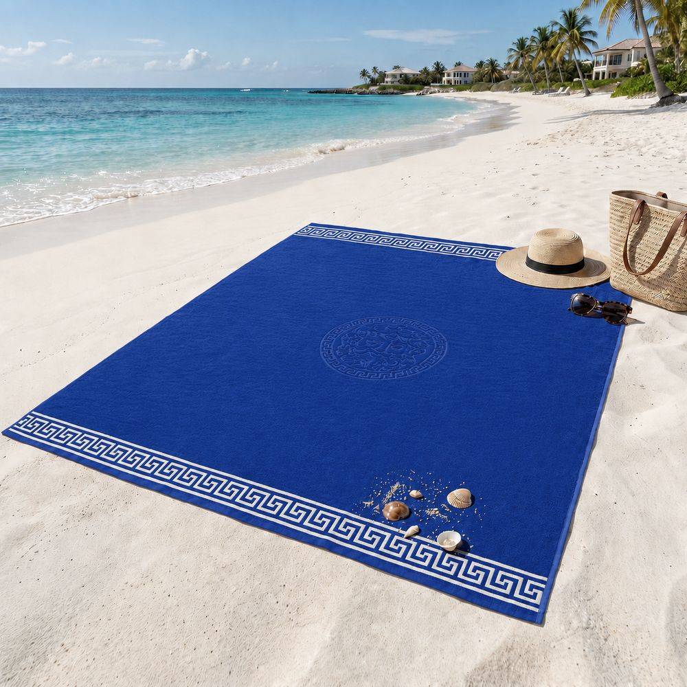 Telo Mare Spugna Velour Jumbo Cameo Blu 140x165