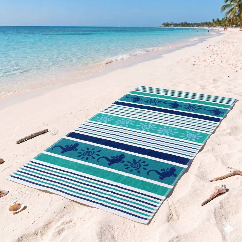 Telo Mare Spugna Jacquard Crazy Verde 90x165