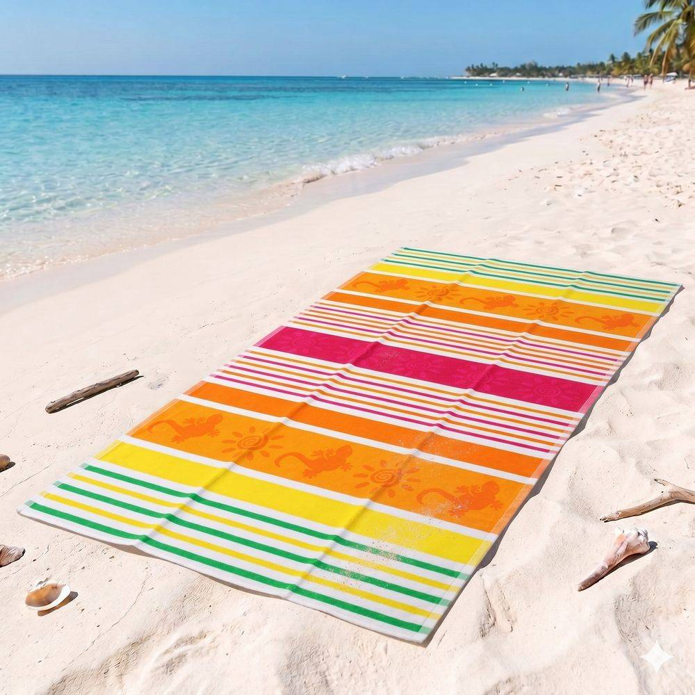 Telo Mare Spugna Jacquard Crazy Arancione 90x165