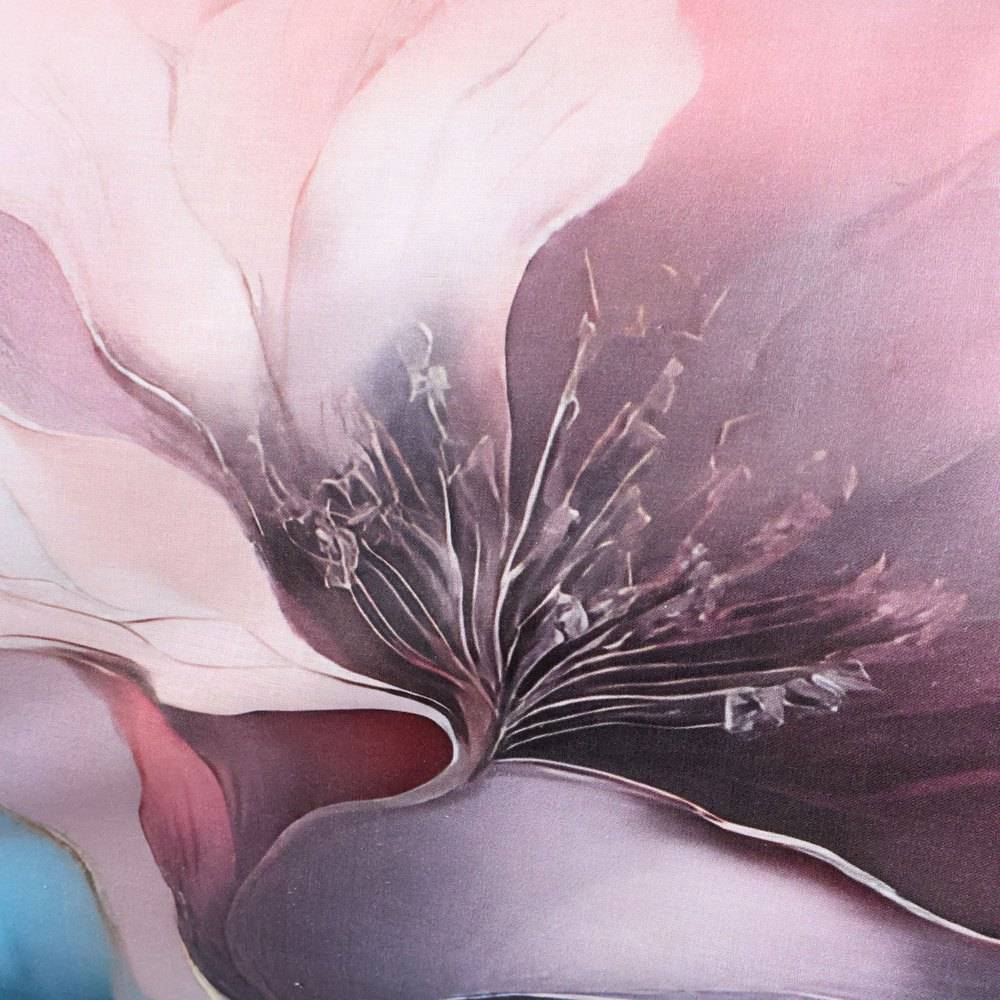 Coppia Federe Decoration Disegno 10 Fiori Rosa Azzurro