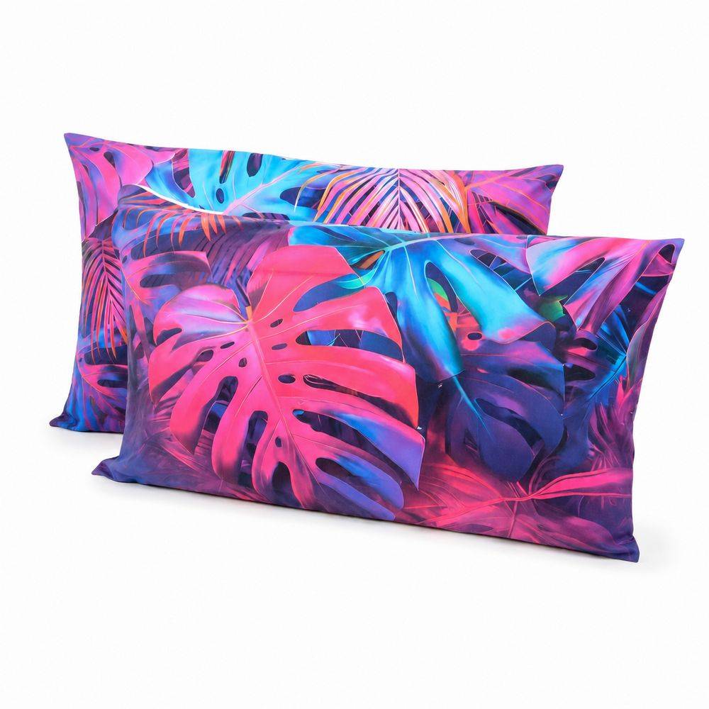 Coppia Federe Decoration Disegno 08 Foglie Tropicali