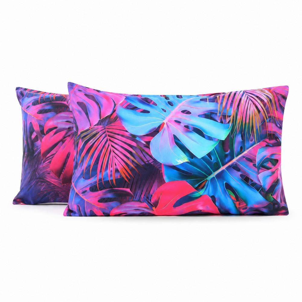 Coppia Federe Decoration Disegno 08 Foglie Tropicali