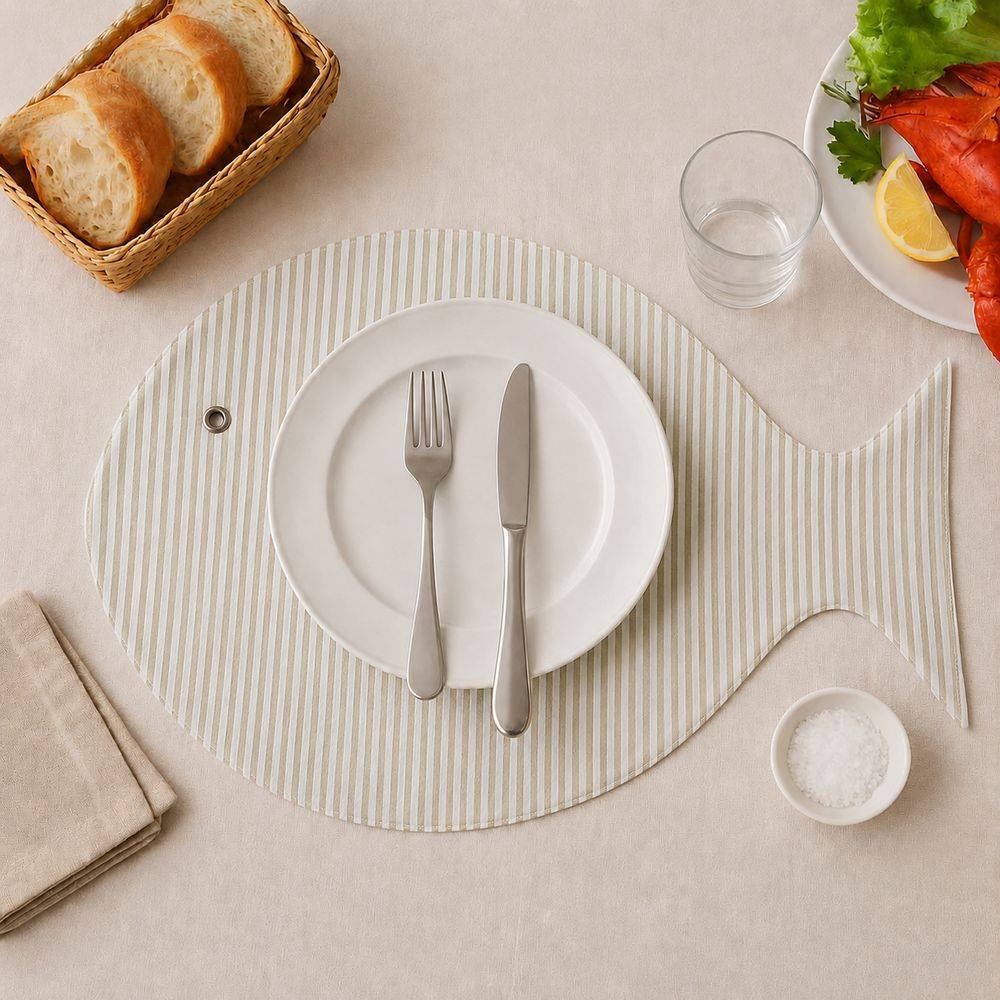 Tovaglietta Americana Bogi Pesce Rigato Beige 