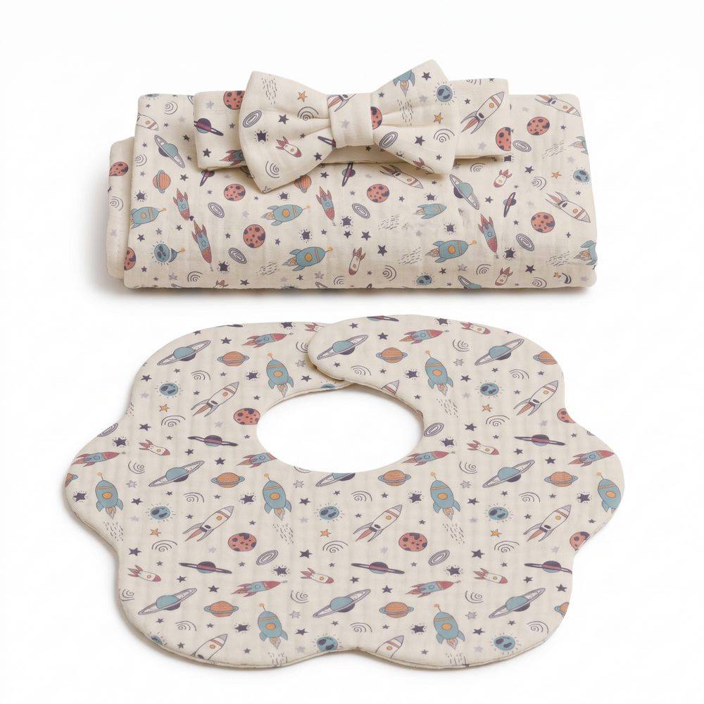 Mimì Baby Set Muslin Razzi e Pianeti