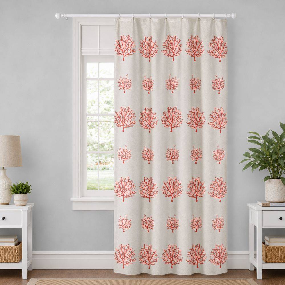 Tendone ricamato Sardegna con lacci Corallo 140x290