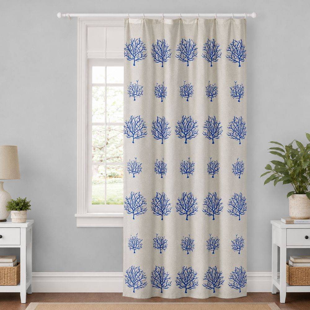 Tendone ricamato Sardegna con lacci Blu 140x290