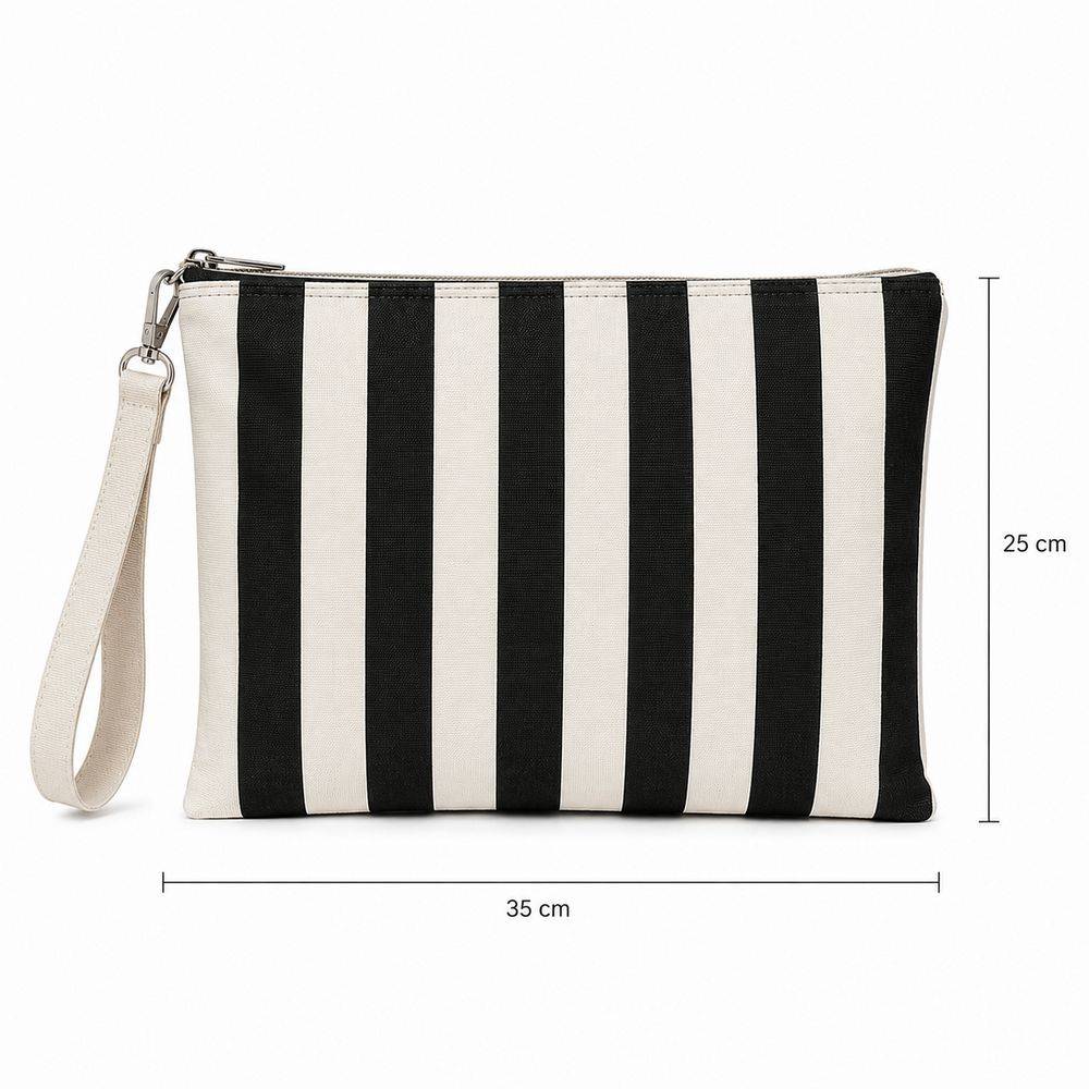 Pochette in Tessuto a Righe Garcia Nero