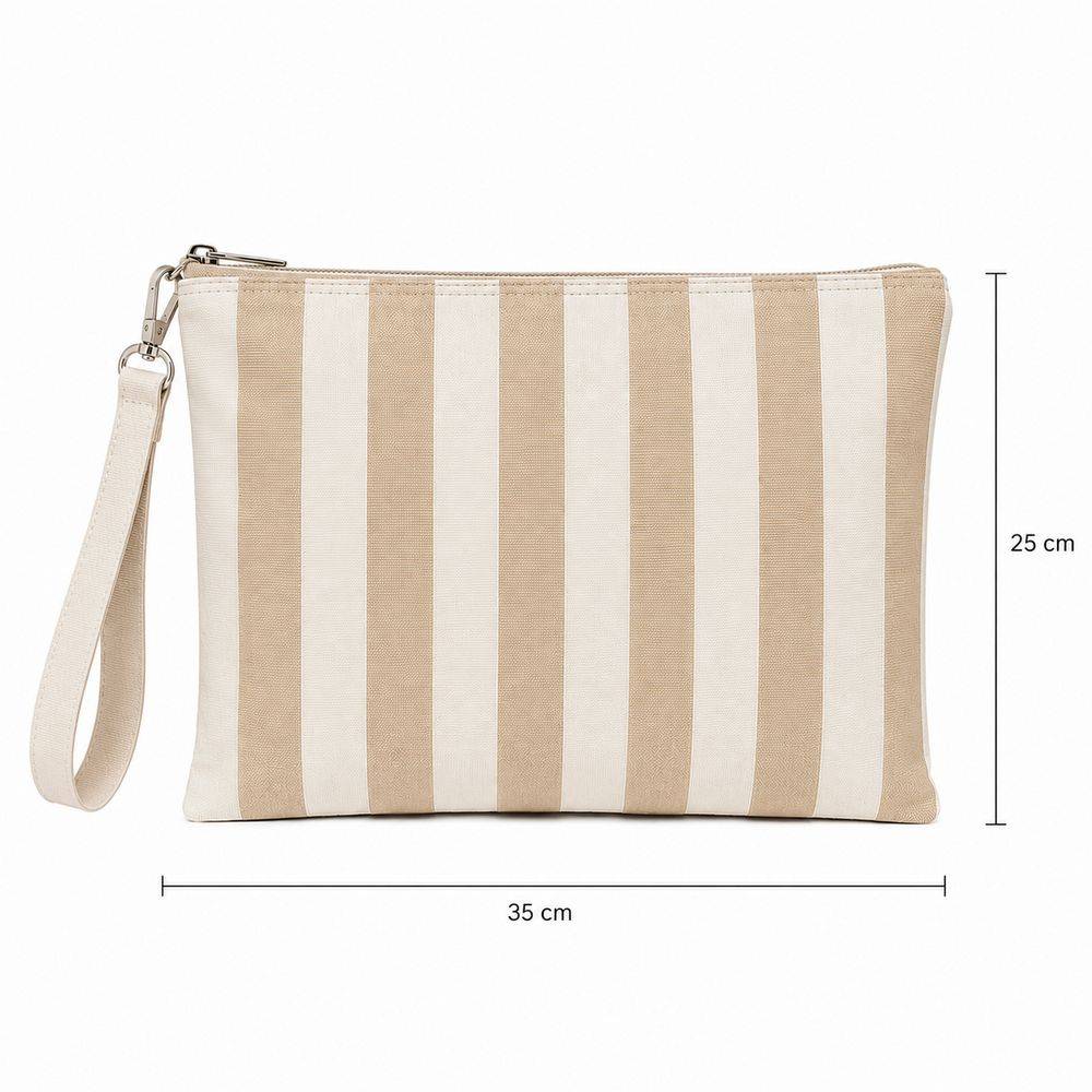 Pochette in Tessuto a Righe Garcia Beige 