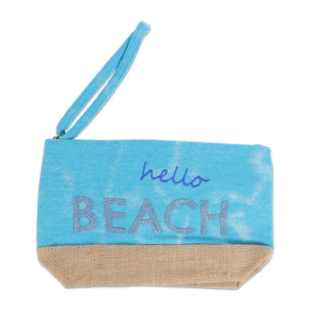 Pochette in Tessuto Bria Azzurro 