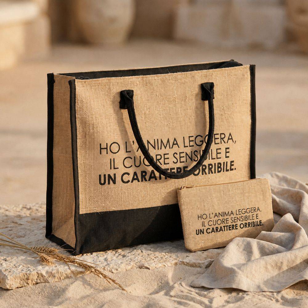 Set Borsa + Pochette di Juta Michy Carattere Orribile