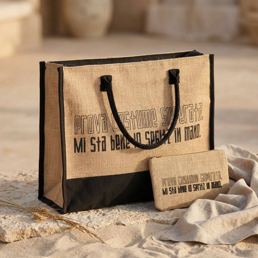 Set Borsa + Pochette di Juta Michy Prova Costume Spritz