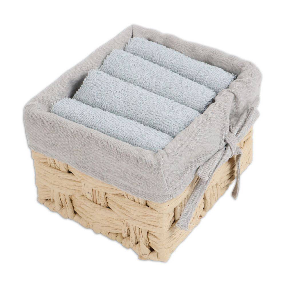 Cestino 4 Lavette in Spugna Lien Grigio